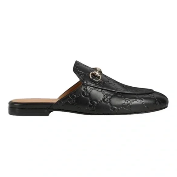 GUCCI GG Monogram Princetown Horsebit Leather Slip-On Loafer Black Size 8.5 NIB - Picture 1 of 9